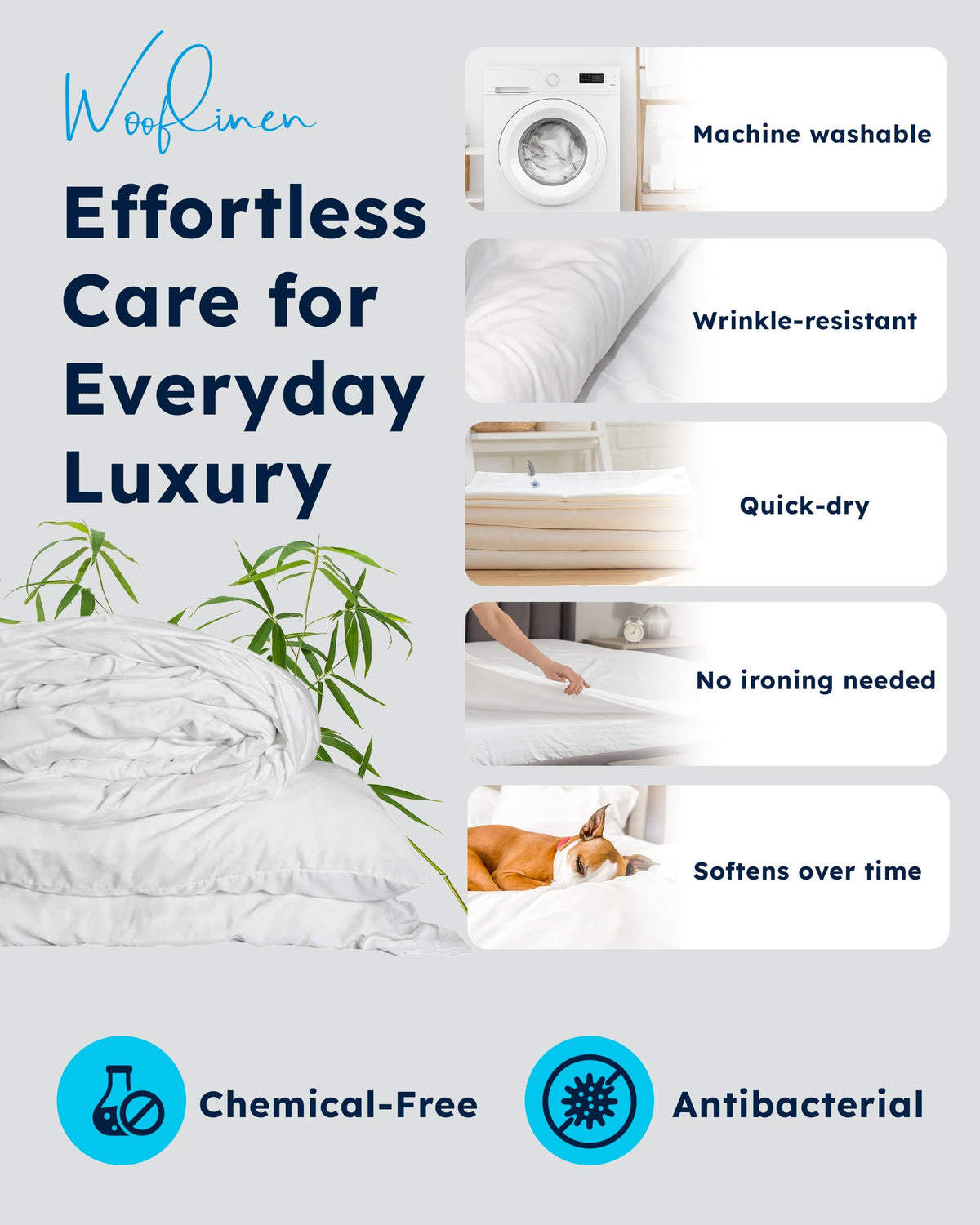 Wooflinen 100% Viscose Derived from Bamboo Sheets Set – Silky Soft Like Silk Bed Sheets – Matte White Bed Cover with Pillowcases – Cooling, Thick, Durable – King, 4 Pc Set