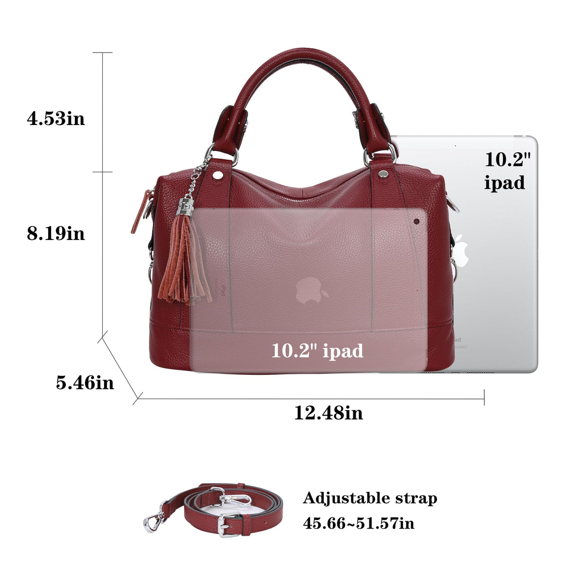 HESHE Soft Genuine Leather Purses for Women Shoulder Handbag Designer Handbags for Woman Hobo Bag Cross Body Purse Women’s Satchel Bag Totes Bags (Wine)