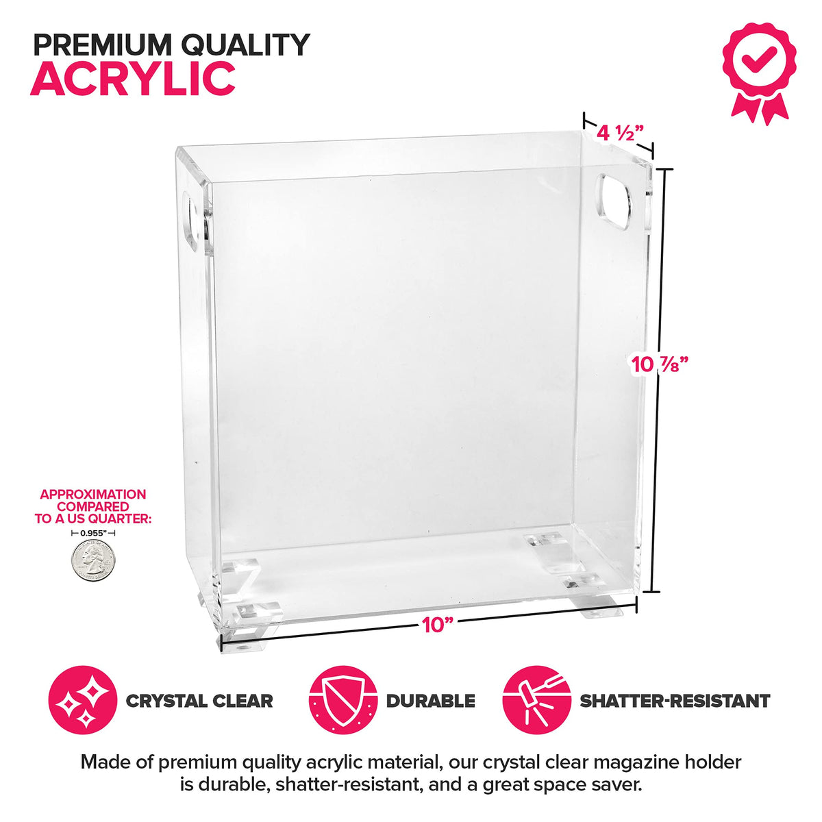Stock Your Home Acrylic Magazine Holder - Crystal Clear Holder - Shatterproof - Open Top - Space Saver - For Magazines, Publications, Office Desk, Reception, Waiting Room