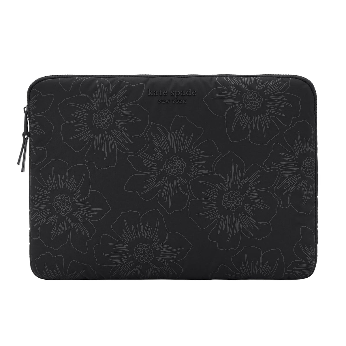 kate spade new york Puffer Laptop Sleeve 16 Inch - Reverse Hollyhock Black - Compatible with All MacBook M Series Devices