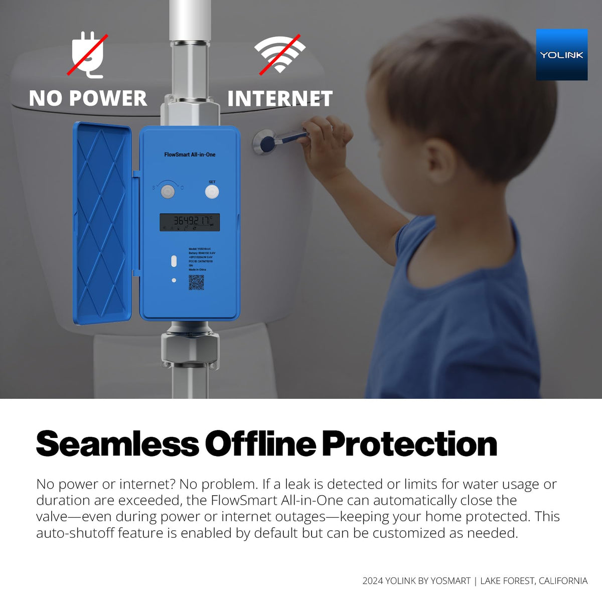 NSF Certified YoLink FlowSmart All-in-One Smart Water Meter & Auto Shutoff for 1.25" Pipes, LoRa Long-Range, Real-Time Leak Detection, 10-Year Battery, 80+ Device Ecosystem, Hub Included – YS5018