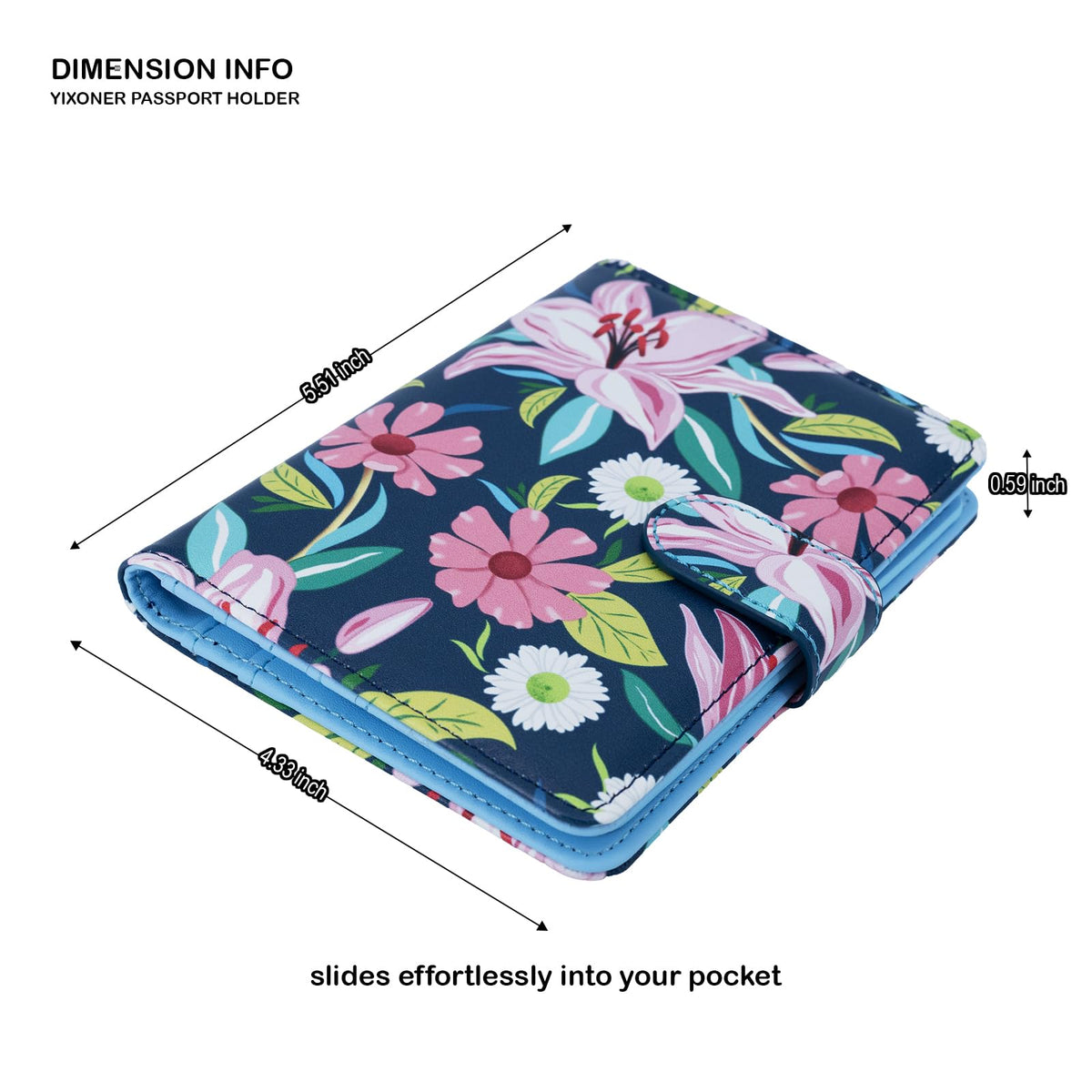 YIXONER Passport Holder For Travel, RFID Blocking Passport Wallet, Passport Cover Secure & Front Pocket Money Holder For Men & Women, Travel Wallet, Lily With Daisy, Advanced Version