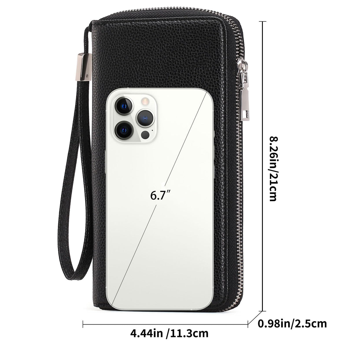 GOIACII Womens Wallet RFID Blocking Leather Zip Around Wallet Large Capacity Long Purse Credit Card Clutch Wristlet
