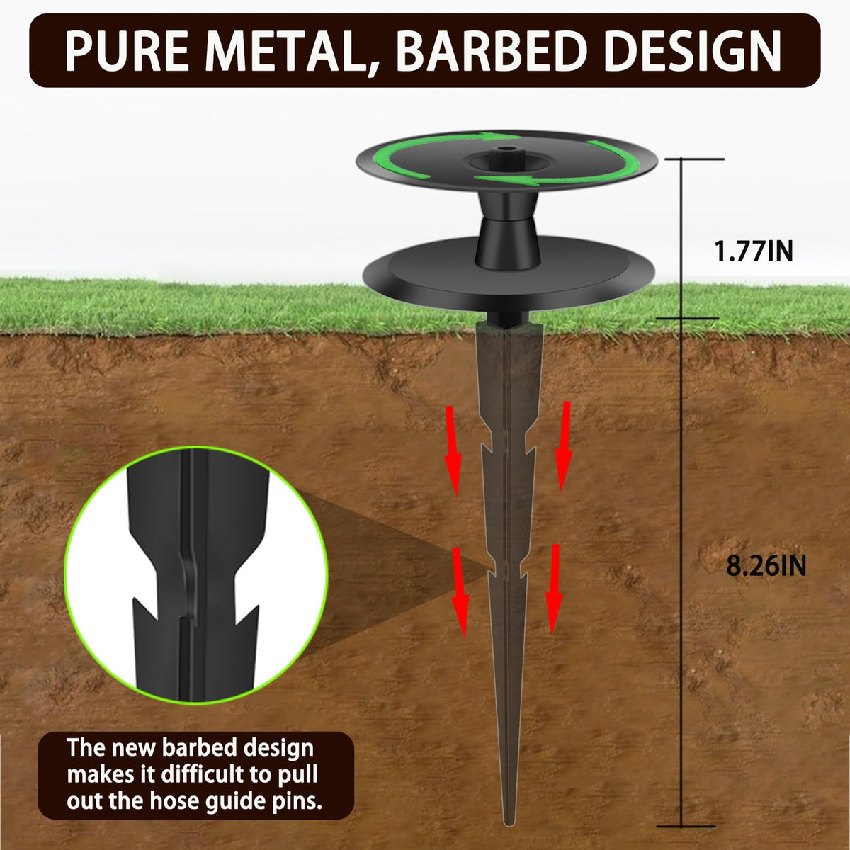 4PCS Garden Hose Guide Spike, Metal Hose Guides for Garden Heavy Duty, Cast Iron Garden Hose Guides for Outside, Rustproof Coated Hose Guide Stakes for Lawn & Yard, Plant & Flower Bed Protection