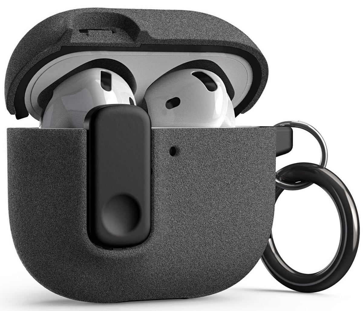 VRS DESIGN Modern Lock Case for Apple Airpods 4th Generation (2024), Rugged Protection with Secure Lock for Airpods 4 Case (Sandstone) [US Patent Registered]