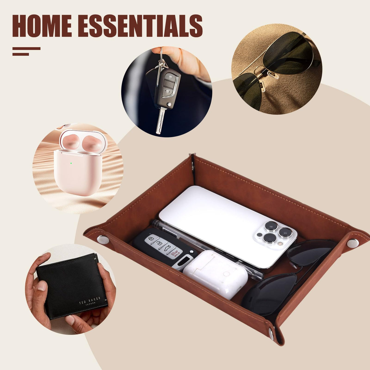 LJZTYX To My Dad Gifts,Leather Tray Engraved Personalized Gifts Unique Dad Birthday Gifts from Daughter Son,Valet Tray Desktop Storage Organizer (I know DAD)