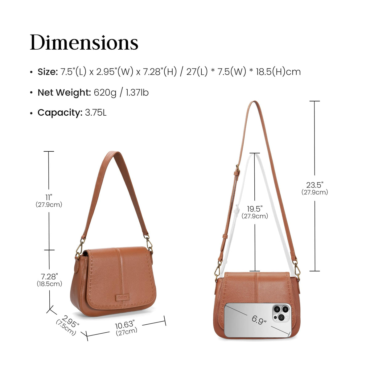 befen Genuine Leather Crossbody Purse for Women Brown Purse RFID Crossbody Bag for Travel Soft Real Leather Saddle Bags with RFID Blocking Trendy Medium Purses Women's Shoulder Handbags for Everyday