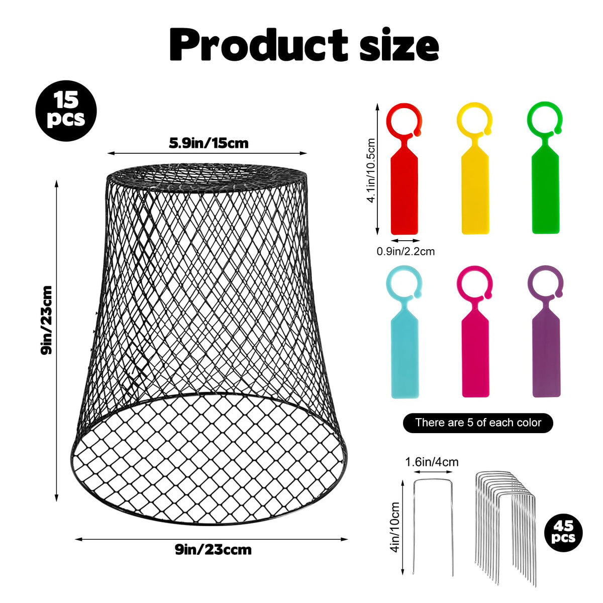 Hlimior 15 Sets of Chicken Wire Cloche Plant Covers Garden Netting, Heavy Duty Chicken Wire Plant Covers Protectors from Animals for Keeping Bunnies Chicken Squirrels Birds Other Out 9.13×9.13 in