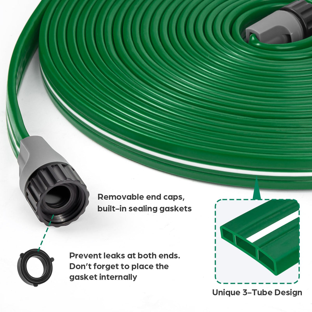 Jin&Bao Sprinkler Hose with Holes 75FT, Heavy Duty Watering Garden Hose, High-Efficiency Sprinklers System for Lawn and Garden with Staples