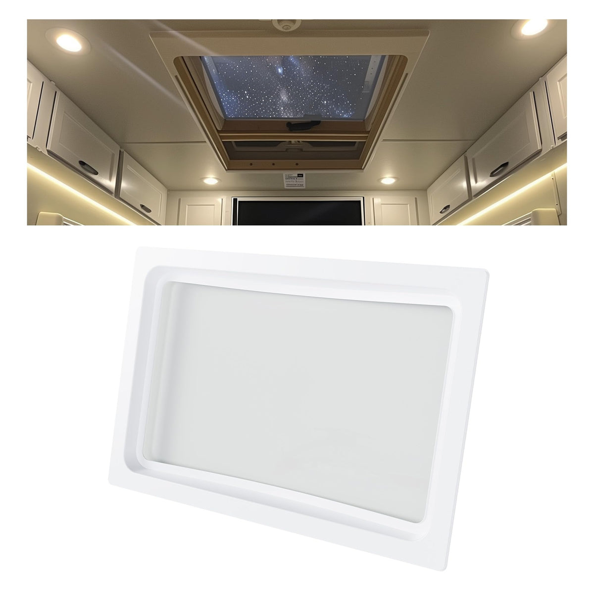 HECASA RV Skylight Inner Dome Replacement Cover - 14in x 22in - Clear Plastic - Model MO-1428