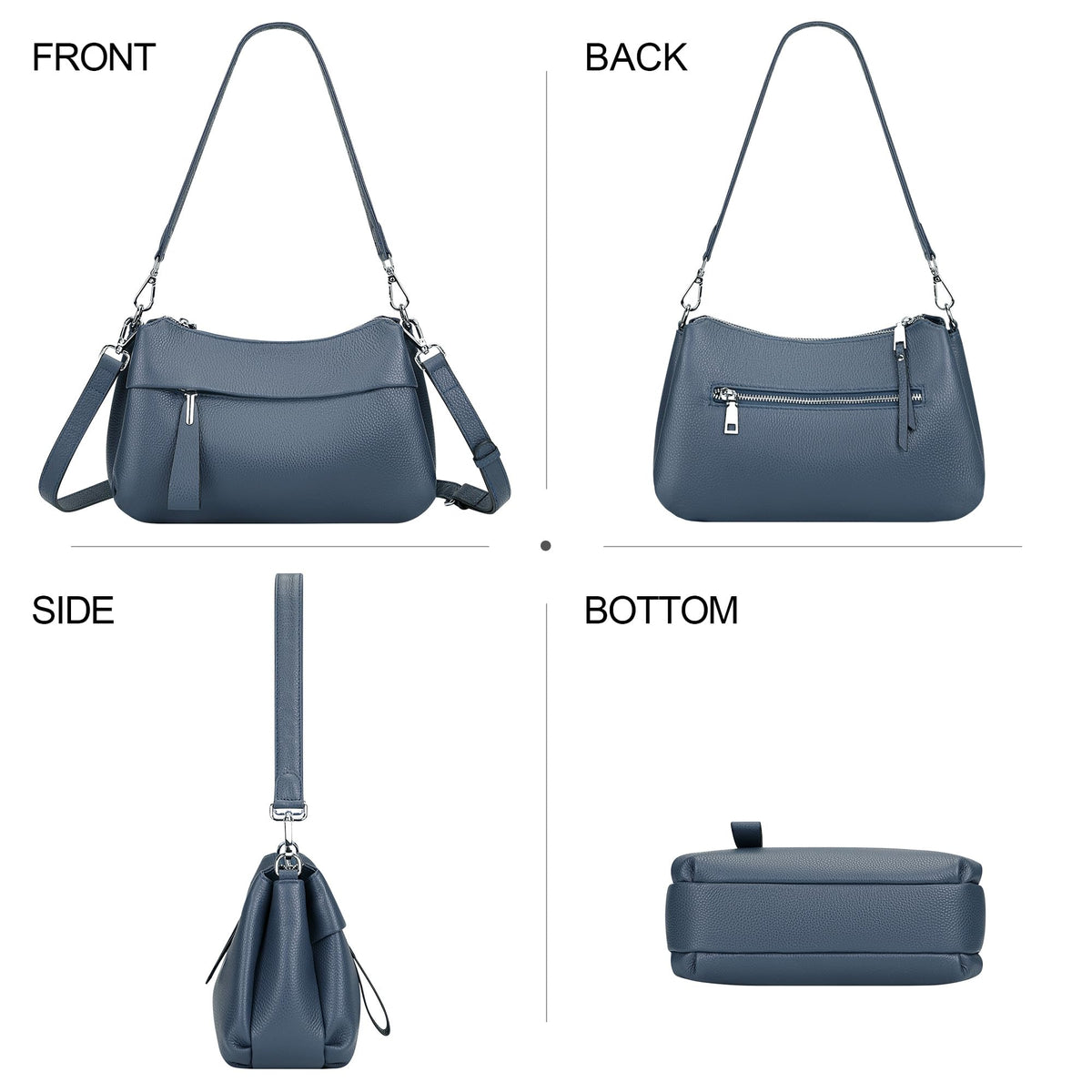 Over Earth Genuine Leather Handbags for Women Crossbody Bag Ladies Shoulder Hobo Purse Small(O111-2E Indigo Blue)