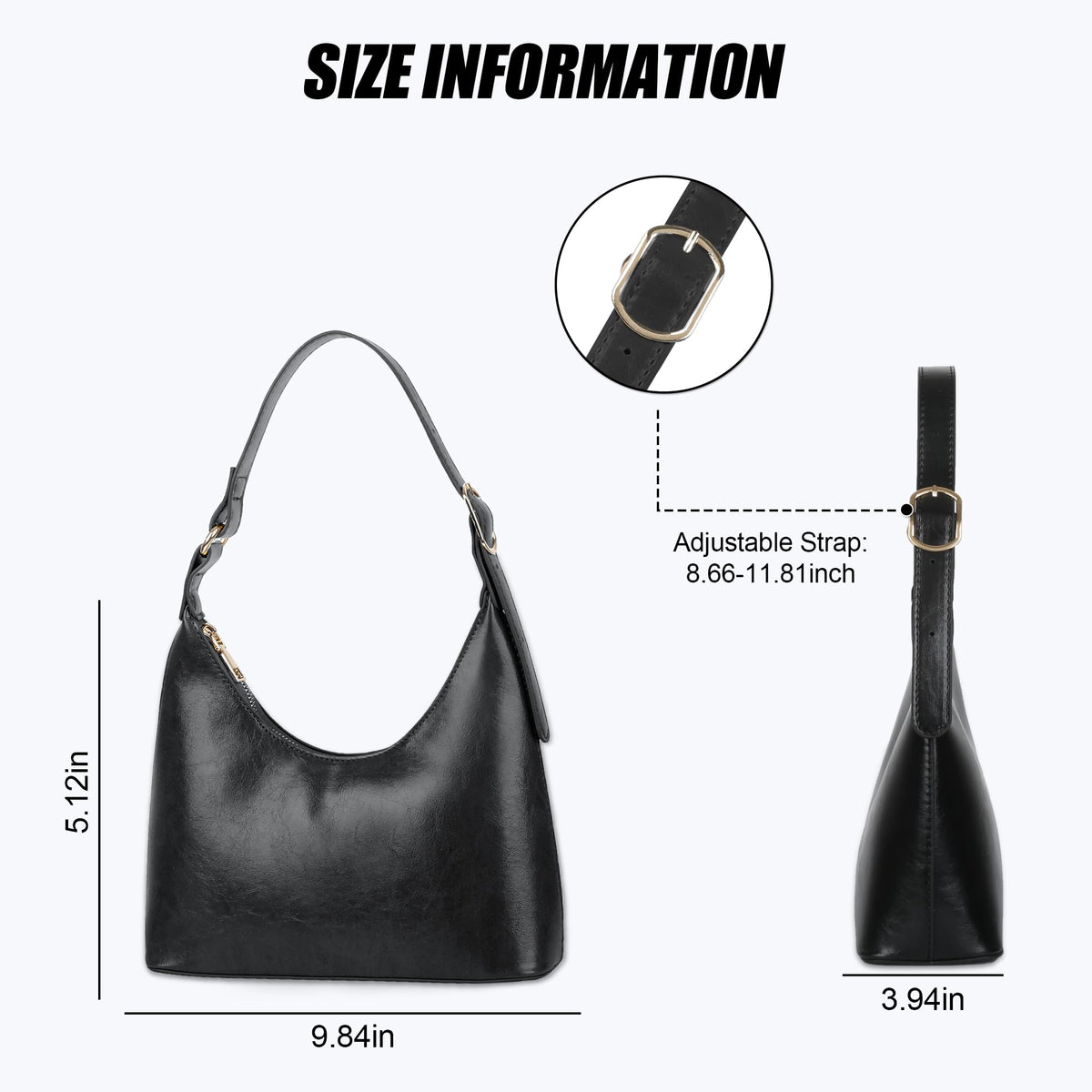 Liziblloy Shoulder Bag for Women Small Retro Vegan Leather Handbags Trendy Purses 2025 Cute Mini Vintage Hobo Underarm Bag,Black