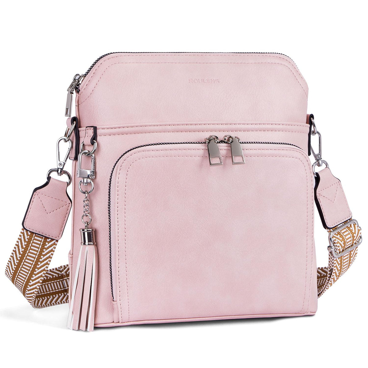 Roulens Crossbody Purse for Women,Lightweight Medium Crossbody Bag Soft Leather Women's Shoulder Handbags with Tassel