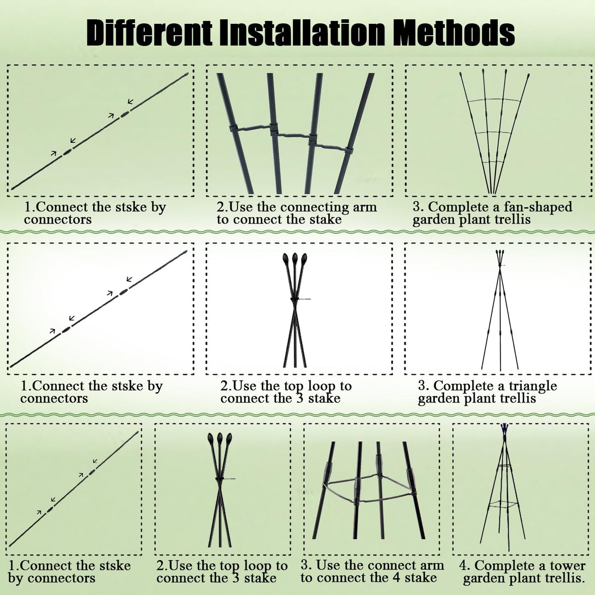 Garden Trellis for Climbing Plants Outdoor & Indoor, 47in Plant Trellis for Vines, Flowers,Tomato cage 3 Shapes Rustproof Plant Support Trellis for Potted Plants,Rose, Cucumber, Pea, Tomato
