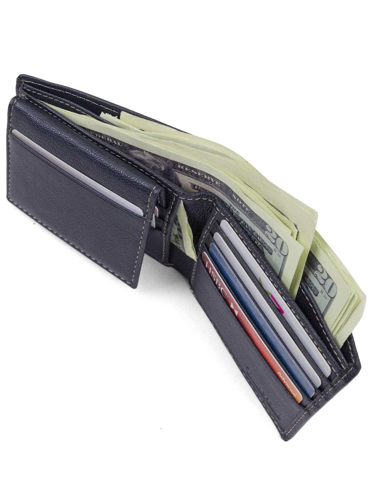 Timberland Men's RFID Blocking Wallet – Genuine Leather Passcase with Removable ID Holder, 6 Card Slots, 2 Billfold Pockets, Slim Design, Navy Blue, One Size