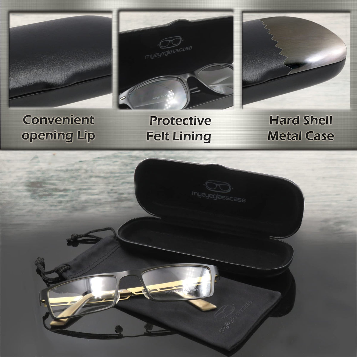 SMALL/NARROW/SLIM Hard Shell Eyeglass Case – Small Protective Glasses Case with Microfiber Pouch & Cleaning Cloth fit readers and reading frames (S5 Classic Black)