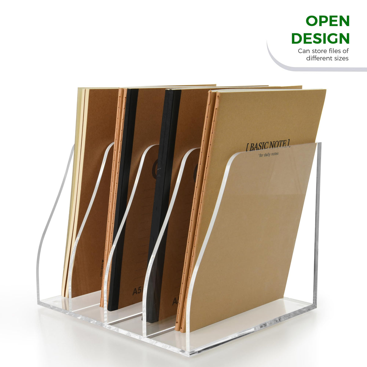 Lovemolly Acrylic Magazine File Holder – 4-Slot Clear Desk Organizer, Vertical Document Sorter for Office, Home & Classroom, No-Assembly Tabletop Rack for Folders, Books & Tablets, 7.09x8.07x6.3 in