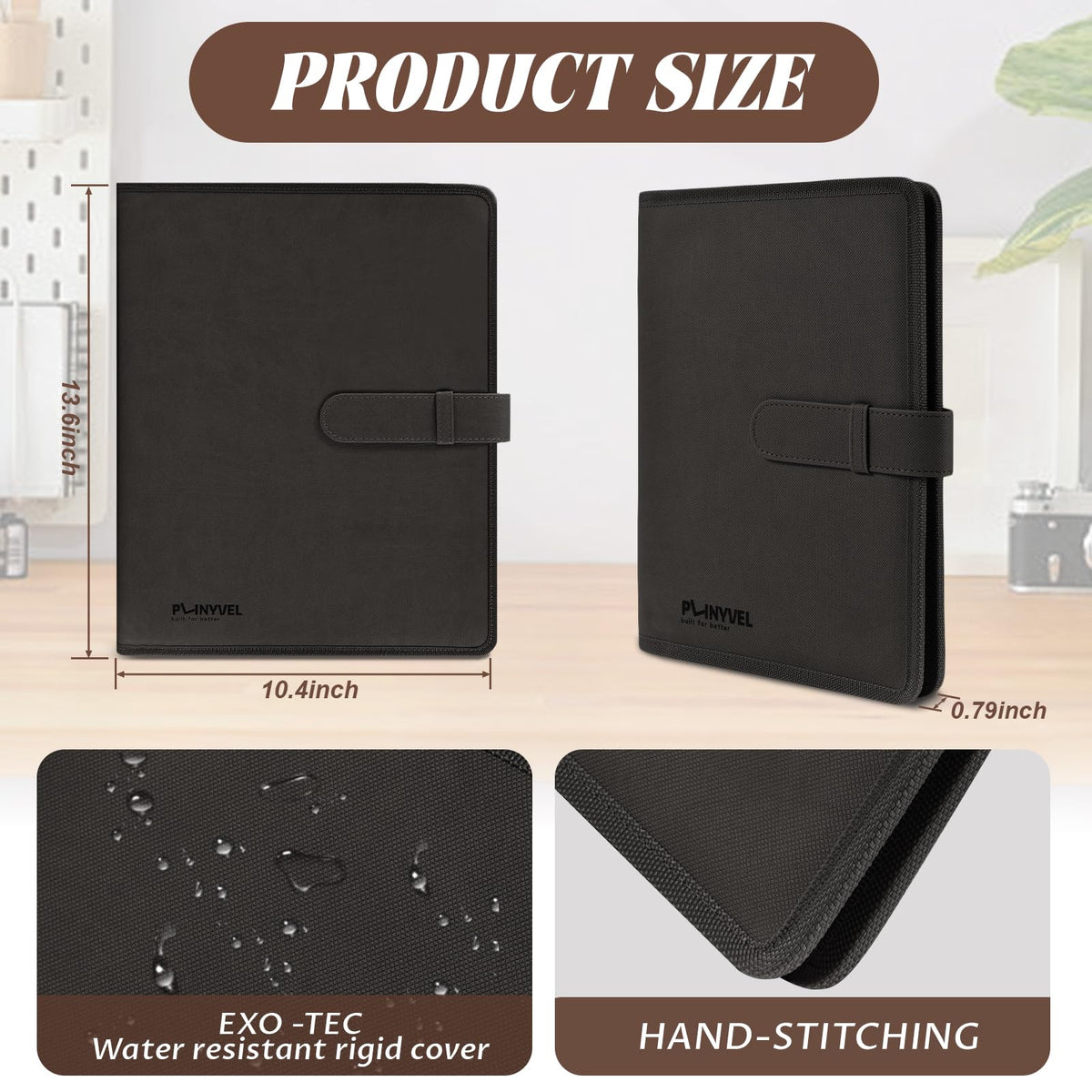 Plinyvel Travel Sketch Case & Cover: Leather Organizer Fits 5.5x8.5 Sketch Book & Spiral Pad | All-in-One Art Kit with Pencil Holder | Compact for Artists, Beginners & Travel (Black)