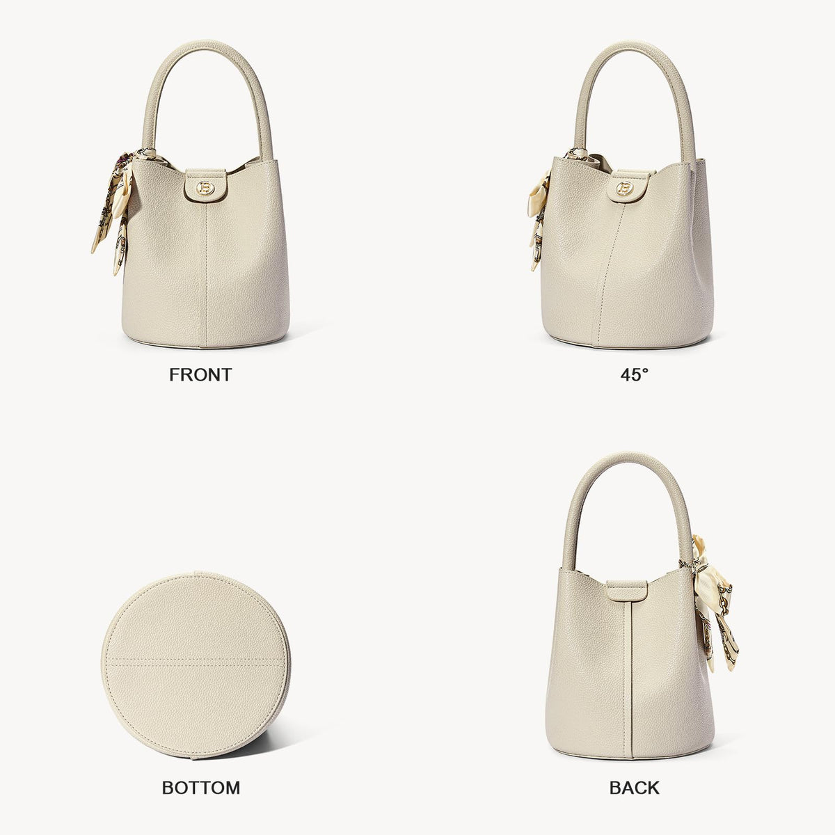 BOSTANTEN Small Crossbody Bags for Women Vegan Leather Mini Bucket Handbag Removable Shoulder Strap Beige