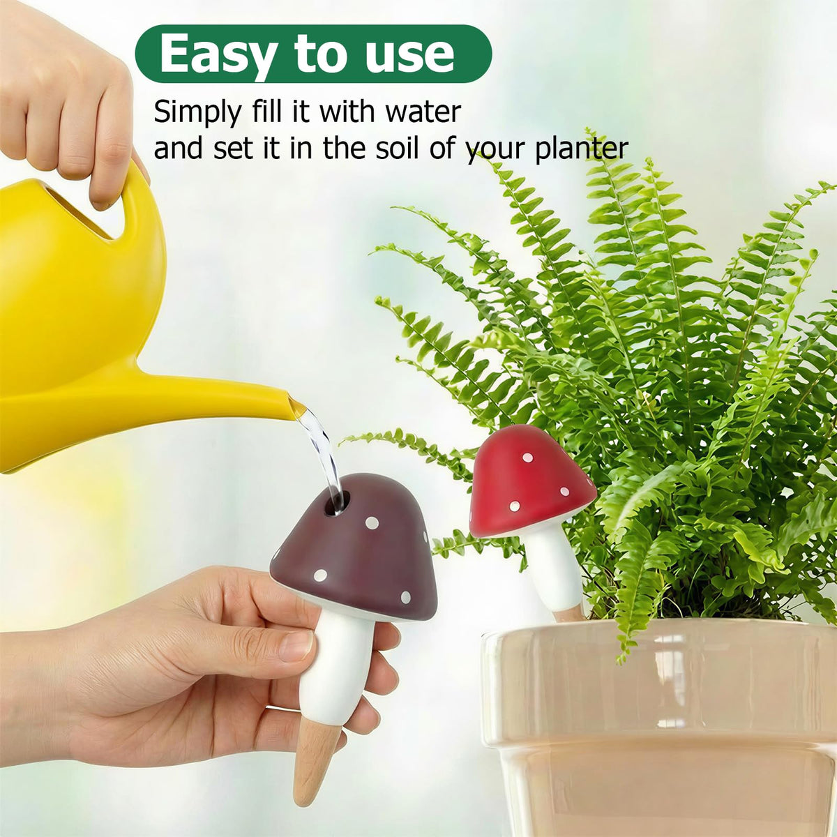 Prashent Plant Watering Globes, 8 Pack Self-Watering Terracotta Spikes - Mushroom Shape Irrigation Devices for Indoor & Outdoor Plants, Slow Release Watering System
