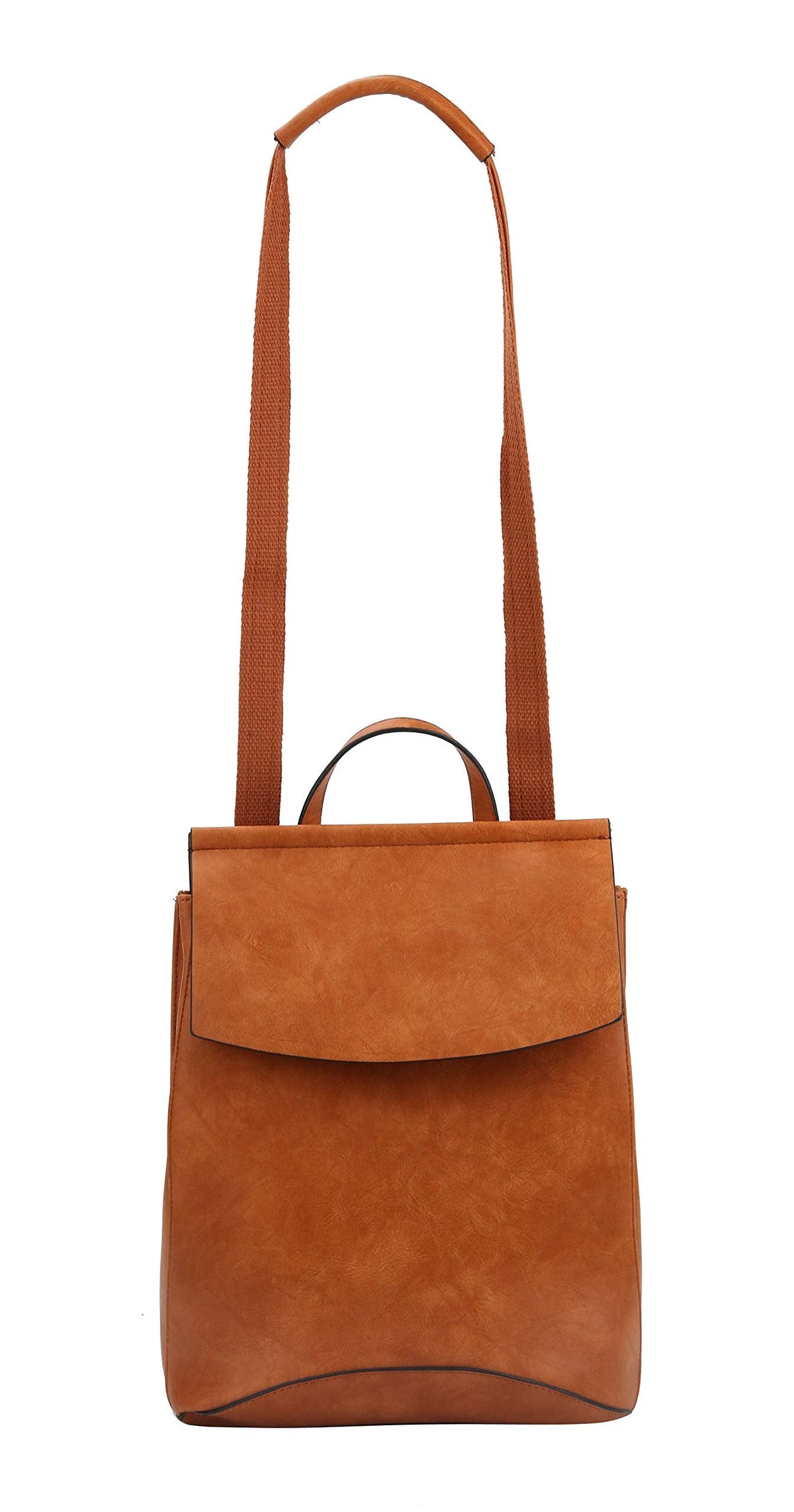 virago Fashion Designer Handbag Daily Convertible Vegan Leather Travel Backpack Shoulder Bag (BROWN)