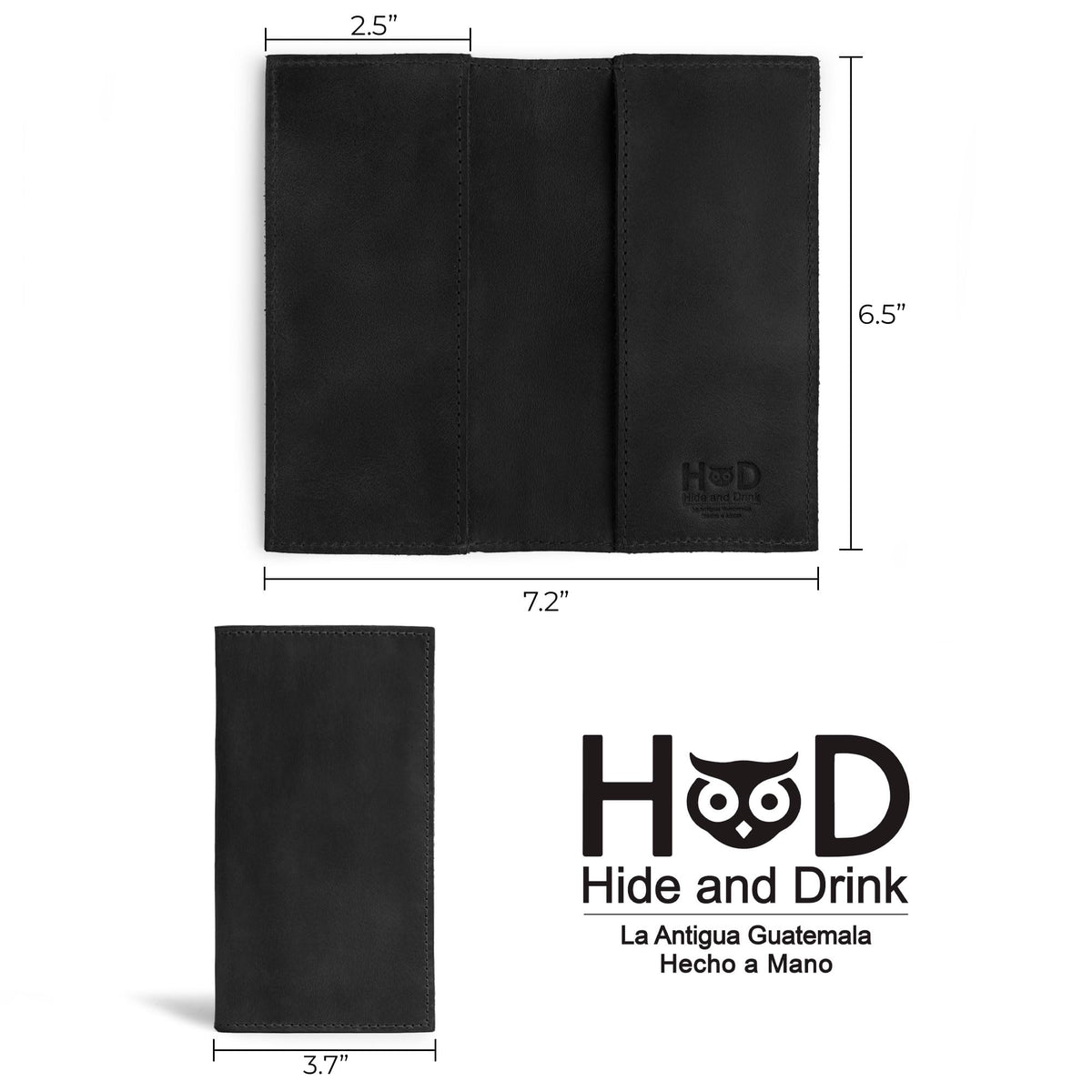 Hide & Drink, Checkbook Cover, Minimalist Organizer for Personal or Business Finances, Bill Holder, Full Grain Leather, Handmade, Charcoal Black