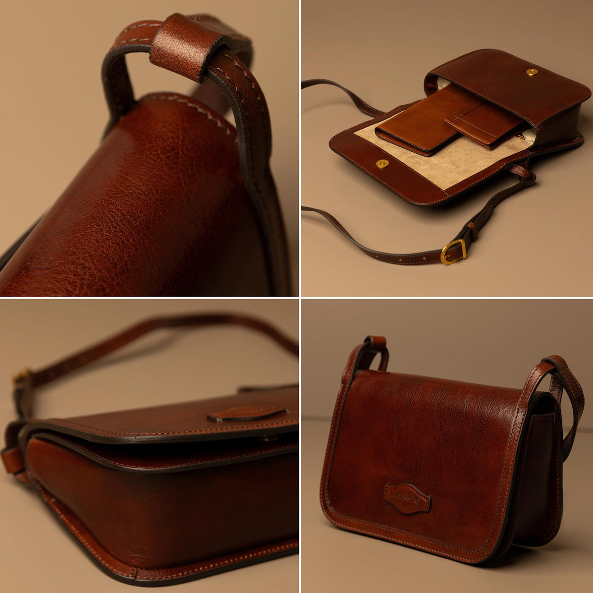 Time Resistance Leather Crossbody Bag – Messenger Bag with Magnetic Closure - Leather Handbag Purse for Women (Brown)