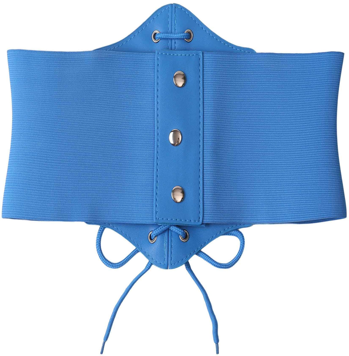 Hoerev Corsets Belt Tops Leather Vest Pirate Halloween Costume Lace Up Waist Belt Bustiers Corsets For Women, Blue, L