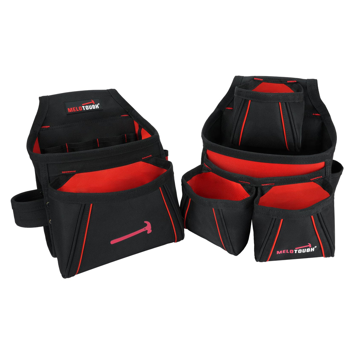 MELOTOUGH Tool Belt with Suspenders Electrician Tool Bag Suspenders Framers Combo Apron Tool Belt Construction Tool Pouch Suspenders Heavy Duty Carpenter Suspension Rig(RED)