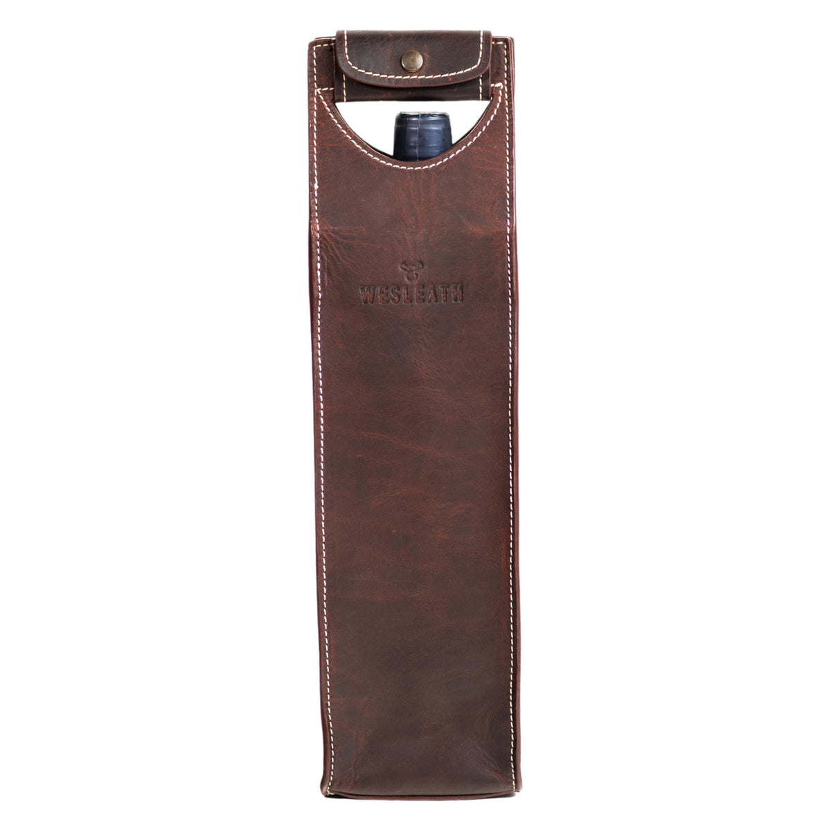 Leather Tote Wine Carrier Bag | Premium Quality Single Bottle Carry with Strong Handles, Full Grain Leather & Metal Buckle - Protective Carrier for Picnic, Wine Champagne Gift Bag in Burgundy