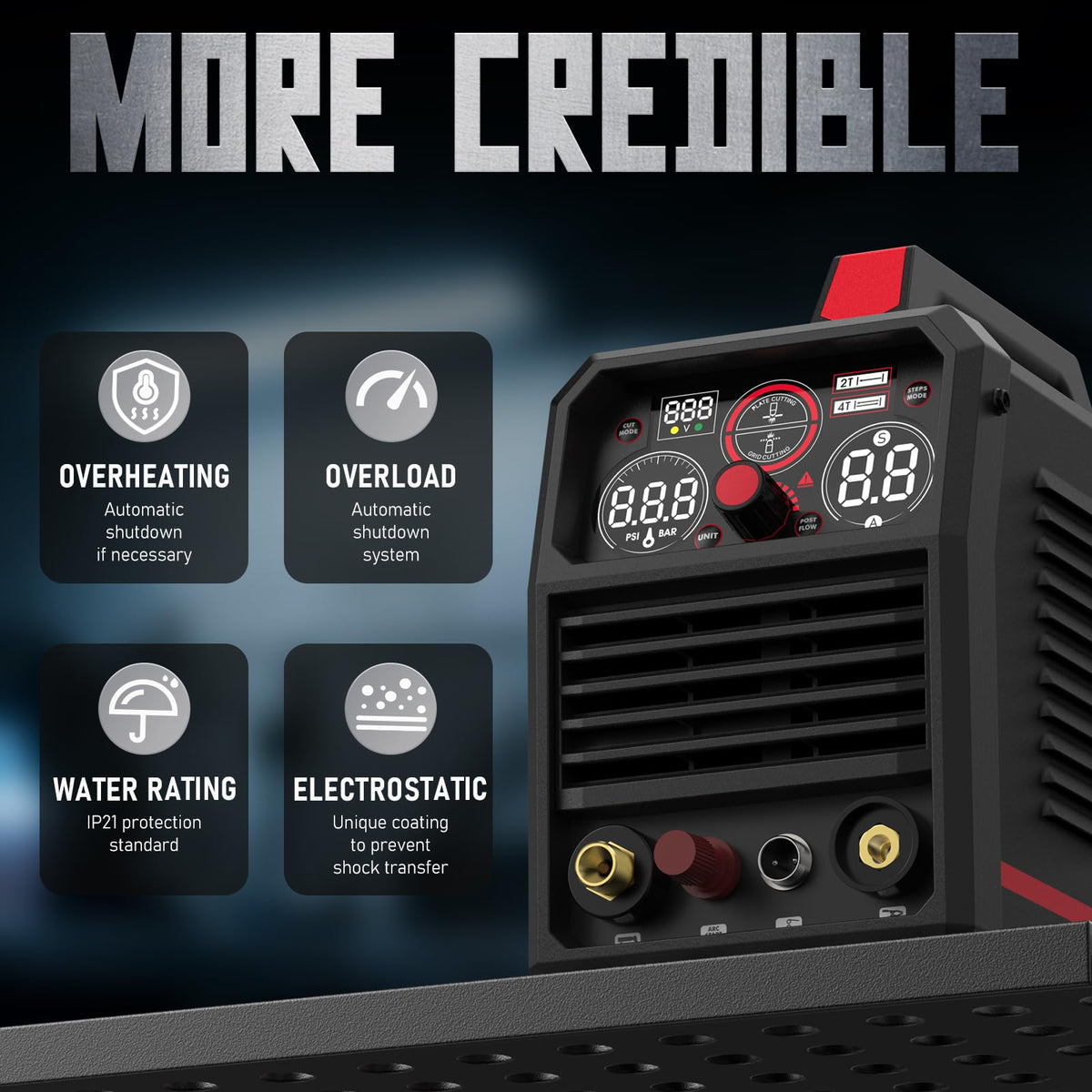 YESWELDER 55 Amp Plasma Cutter Non-High Frequency, Large LED Digital Display Non-Touch Pilot Arc, Digital DC Inverter 110/220V Dual Voltage Plasma Cutting Machine CUT-55DS PRO NEW