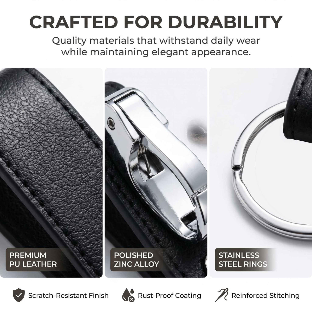 Liangery Keychain for Men, Belt Keychain Leather Belt Loop Key Holder Belt Key Chain Clips with Detachable Keyring for Men