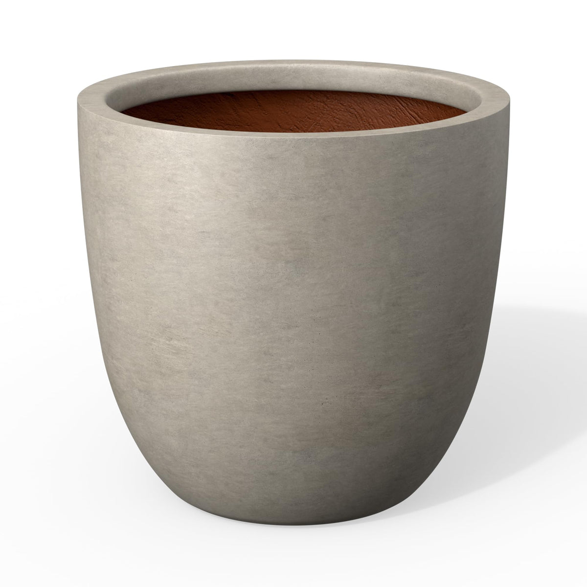 Kante 10 Inch Round Concrete Planter, Large Outdoor Indoor Plant Pot with Drainage, Weathered Concrete Finish with Painted Interior, for Flowers, Trees, Shrubs