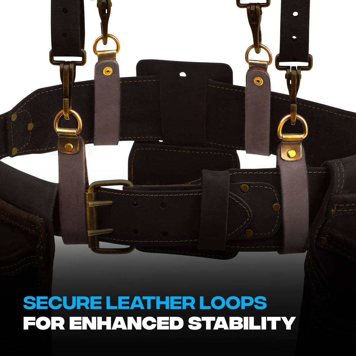 OX Tools Pro Oil Tanned Leather Tool Belt Suspenders for Men - Heavy Duty & Padded Support w/Adjustable Chest Strap OX-P263501 - Tirantes Para Bolsas de Construccion