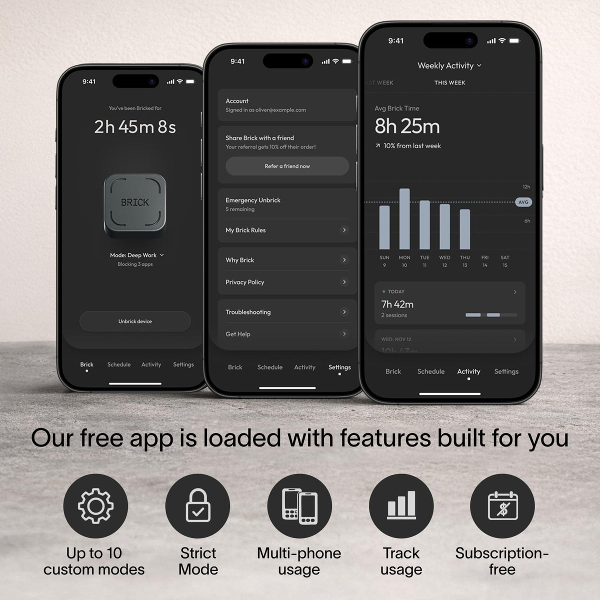 The Brick Phone Access Blocker Device for Cell Phones - Subscription-Free Phone Lock, Limits Smartphone Access, Reduces Screen Time & Improves Focus - High-Grade Magnet & Anti-Slip Silicone