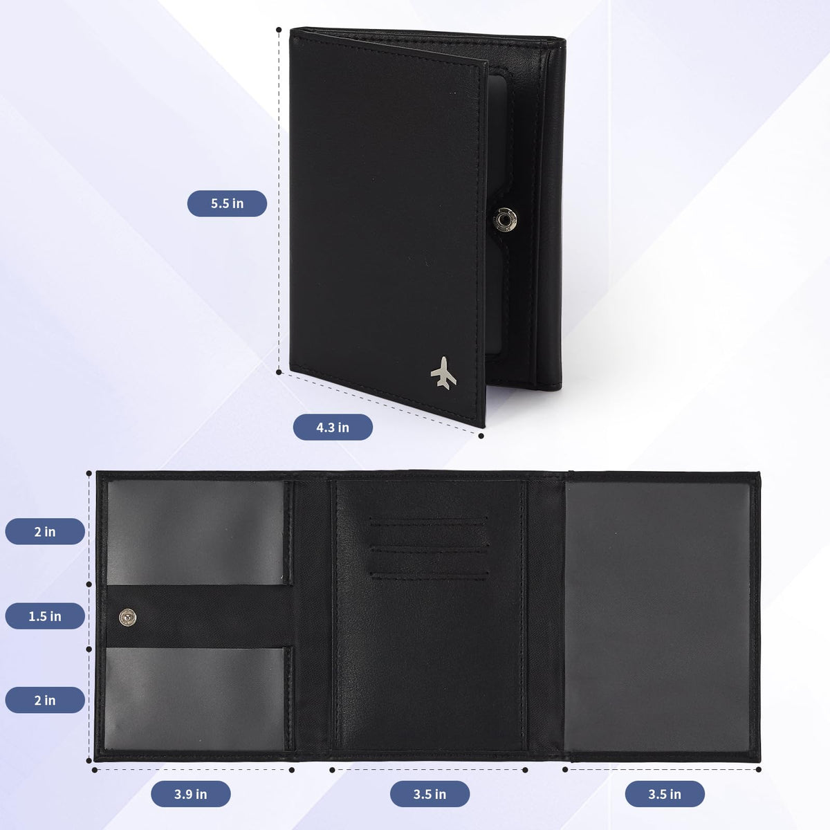 Pilot Wallet Passport Holder for Travel - RFID Blocking Genuine Leather Travel Document Holder with Gift Box Passport Wallet for Pilots Men and Women