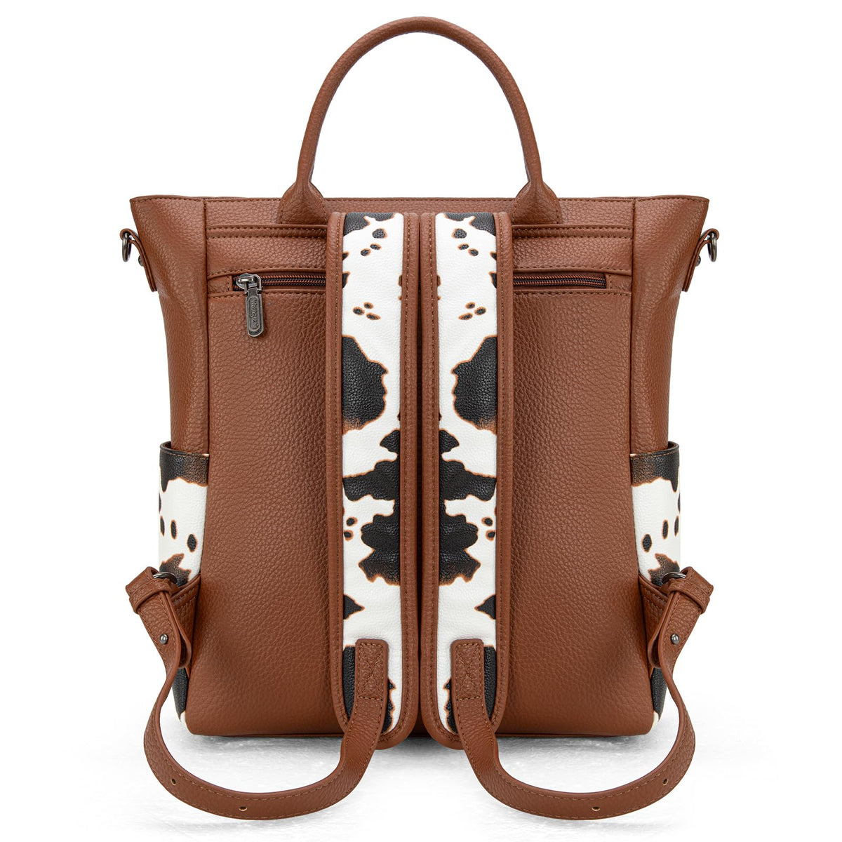 Montana West Wrangler Womens Convertible Backpack Purse Cow Printed Backpack with Adjustable Crossbody Shoulder Strap for Work Travel WG175-9110COW-BR