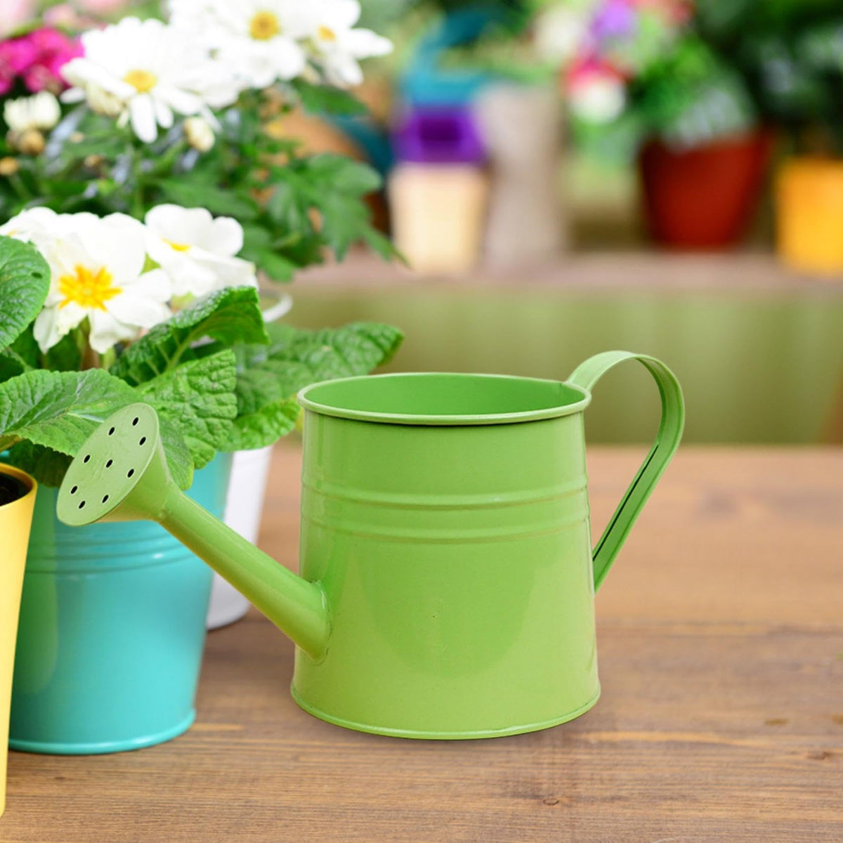 Small Watering Can, 1L Metal Flower Garden Watering Can, Gardening Tool Accessories for Outdoor Indoor Plants Lawn (Green)