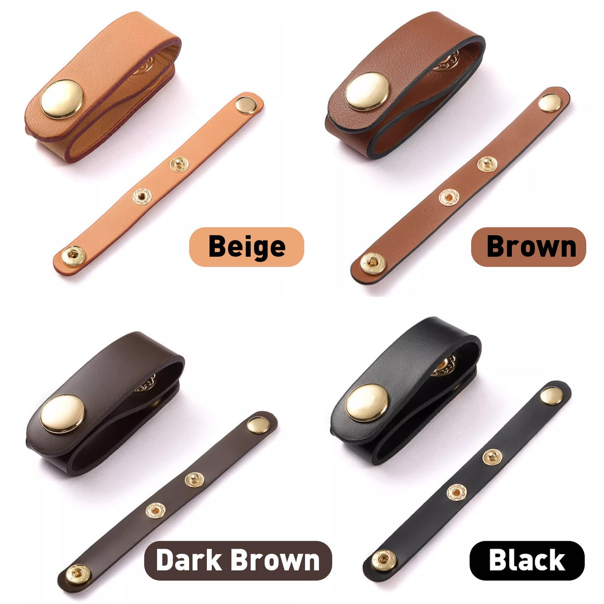 6 PU Leather Handbag Strap Shortener,Bag Protector for Handbag,with Brass Button Handle Wrap Cover for Handbags and Shoulder Bags (Beige)
