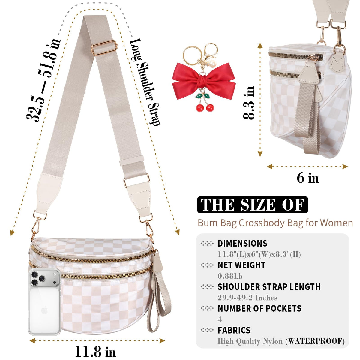 Weighnixis Bum Bag Crossbody Bag for Women | Spacious Bum Bags | Nylon Crossbody Fanny Packs | Purse Belt Purse for Travel Running, Fashion Holiday Gifts