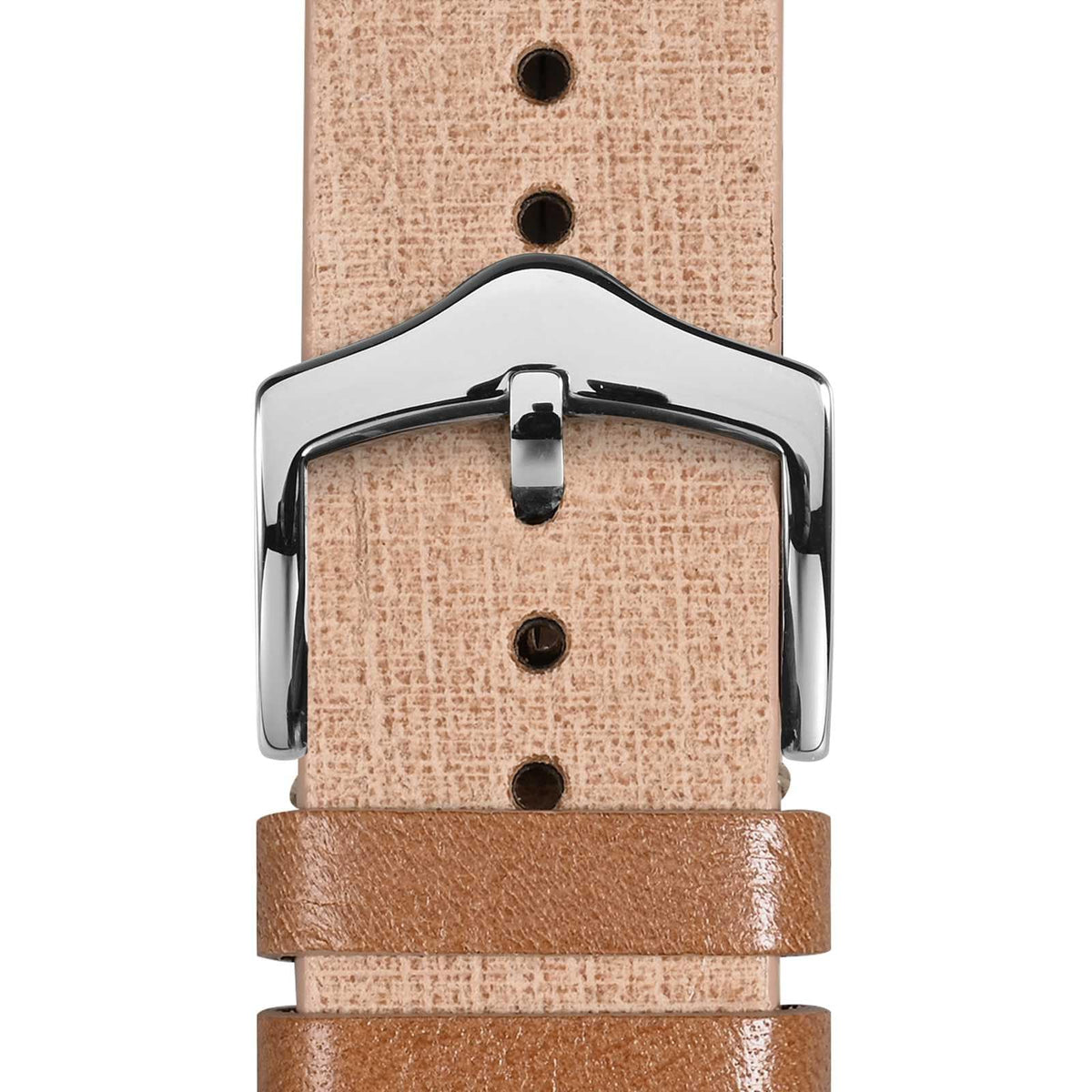 WOCCI 18mm Leather Watch Band, Full Grain Calfskin (Beige)