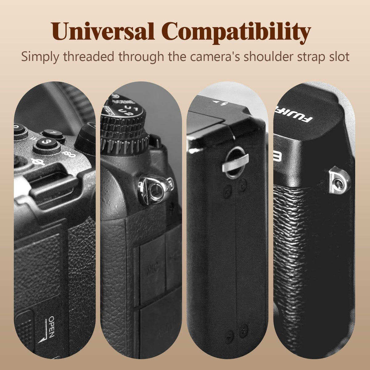 Divvia 1.8”Wide Camera Strap, Fashionable PU Leather Camera Strap for Sony/Nikon/Canon/Minolta/Panasonic/SLR/DSLR Cameras (Black, 1.8 inch)