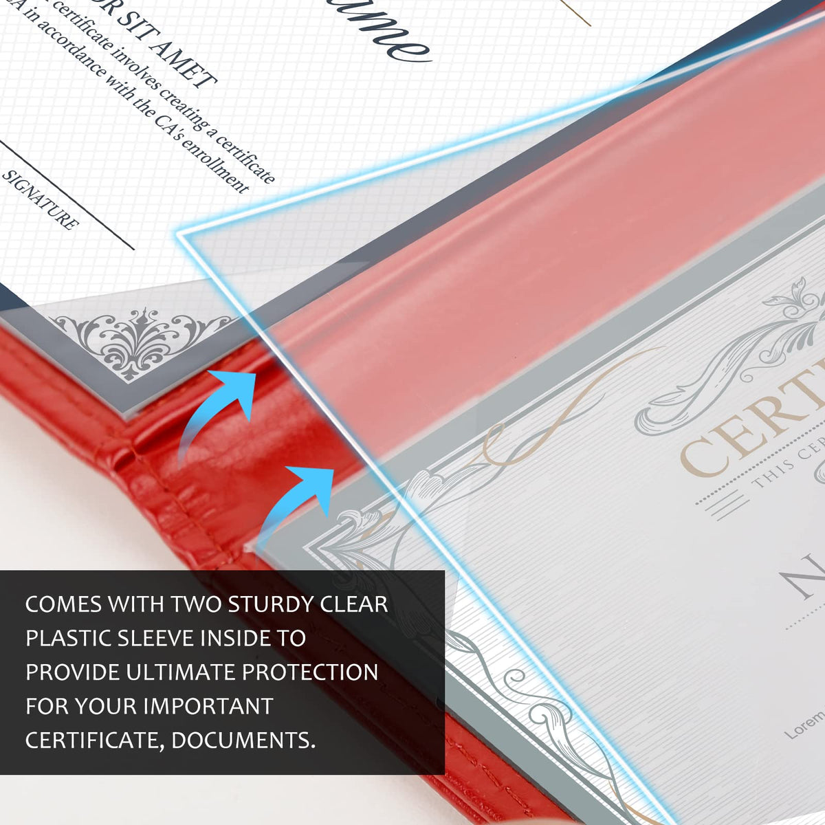 Diploma Cover 8.5 x 11 Certificate Holders for Letter-Sized Award Padded Menu Cover - Red Leather