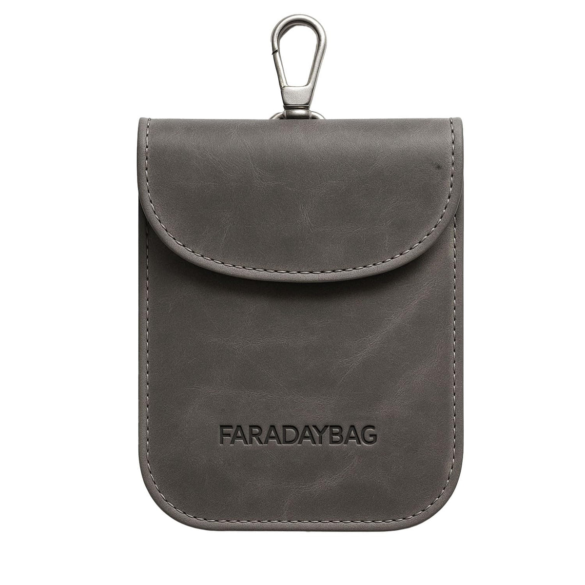 Real Leather Faraday Pouch for Key Fob Signal Blocker Protector - Faraday bags for car keys - RFID Blocking Sleeves (Grey)