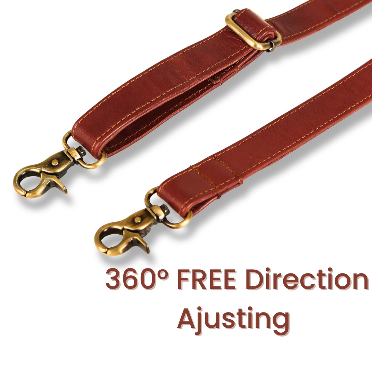 Genuine Leather Purse Strap Replacement 60 Inch, 1 Inch Wide Adjustable Crossbody Shoulder Strap with Metal Swivel Hooks for Handbag Tote Messenger Bag (Brown)