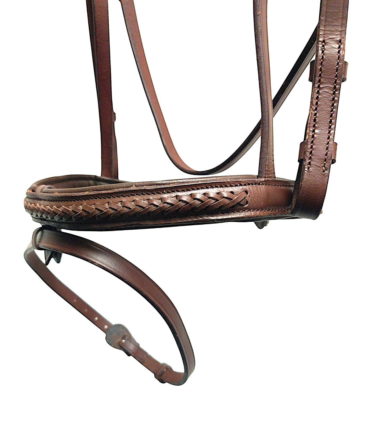 Bello-Equine Braided Havana Brown Leather Bridle with Removable Flash – Padded Browband & Noseband – Horse Riding Bridle for Schooling & Show - Size Full