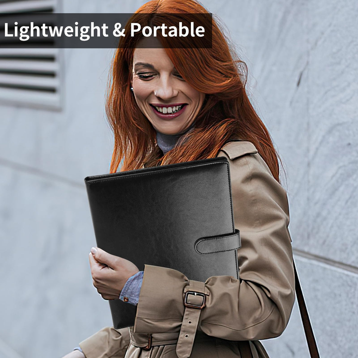 Professional Padfolio with Clipboard, Faux Leather Portfolio Folder Binder, Legal Pad Holder for A4 Letter Size Notepad, Resume, Writing Pad, Ideal Organizer for Business Office Conference, Black