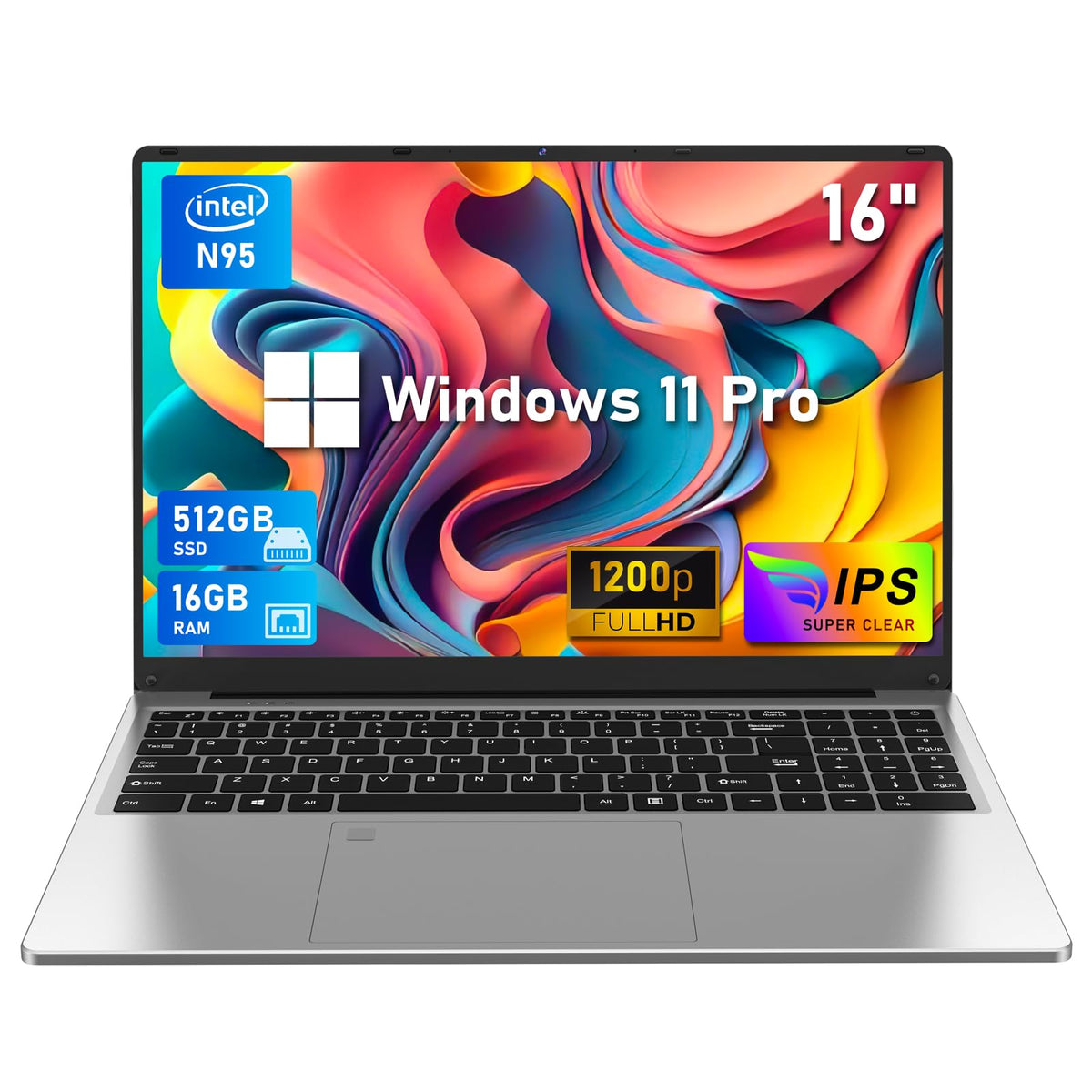NIAKUN Laptop Computer, Gaming Laptops 2026, 16" Lap Top PC Windows 11 Pro, 16GB RAM 1TB SSD, Intel N95 Processor, Office 365, Backlit Keyboard,Fingerprint Unlock, 2-Year Warranty