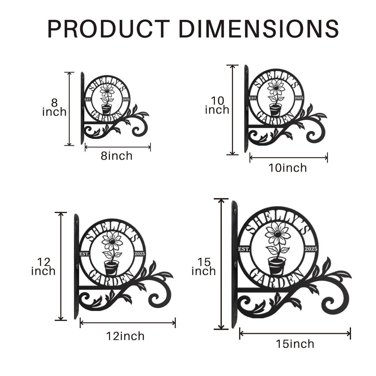 YCHARTSIGN Personalized Metal Plant Hanger Outdoor and Indoor Decor, Custom Hanging Plants Bracket, Plant Hooks for Bird Feeder, Wind Chime, Flower Baskets, Hanging Plant Hooks (Flowers)