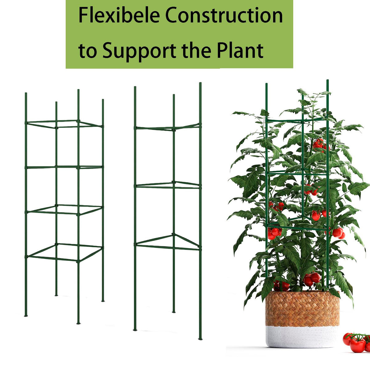 36PCS Plant Stake Arms for Tomato Cage，Expandable 11.8" Plant Supports Trellis Connector Clips for 11mm Garden Plants Stakes Stand Outdoor/Indoor